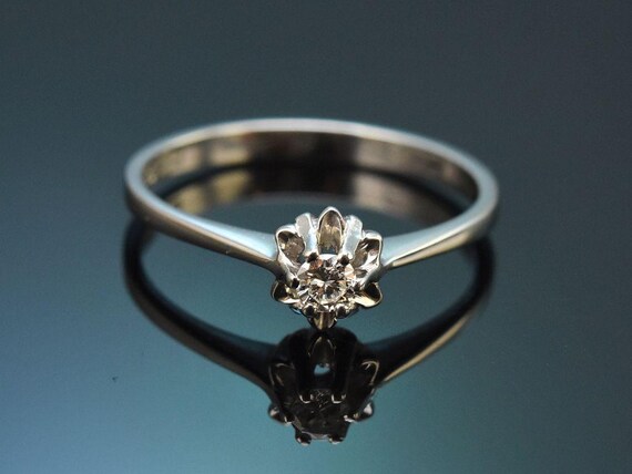 Delicate solitaire diamond engagement ring in whi… - image 3