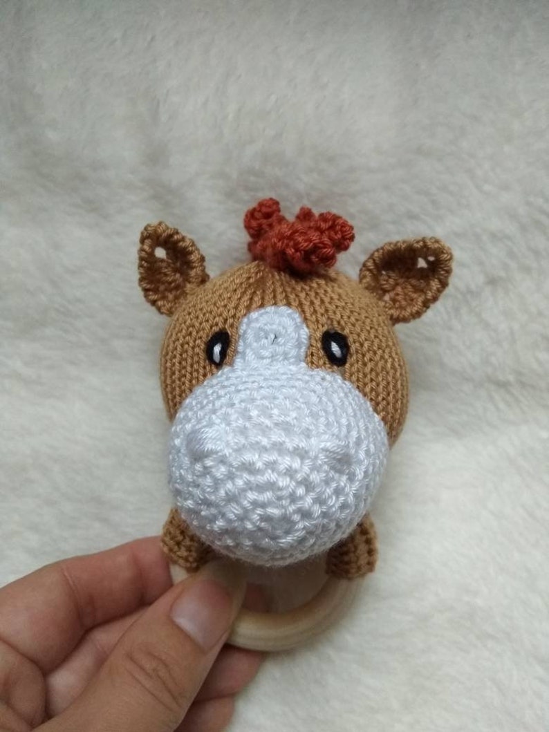 Ready Made Small Horse Baby Rattle Toy Girl/boy Teething Etsy