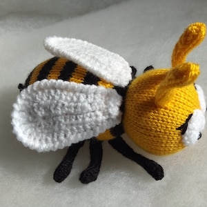 Ready made Knitted Bee Toy - Knitted Stuffed Animal