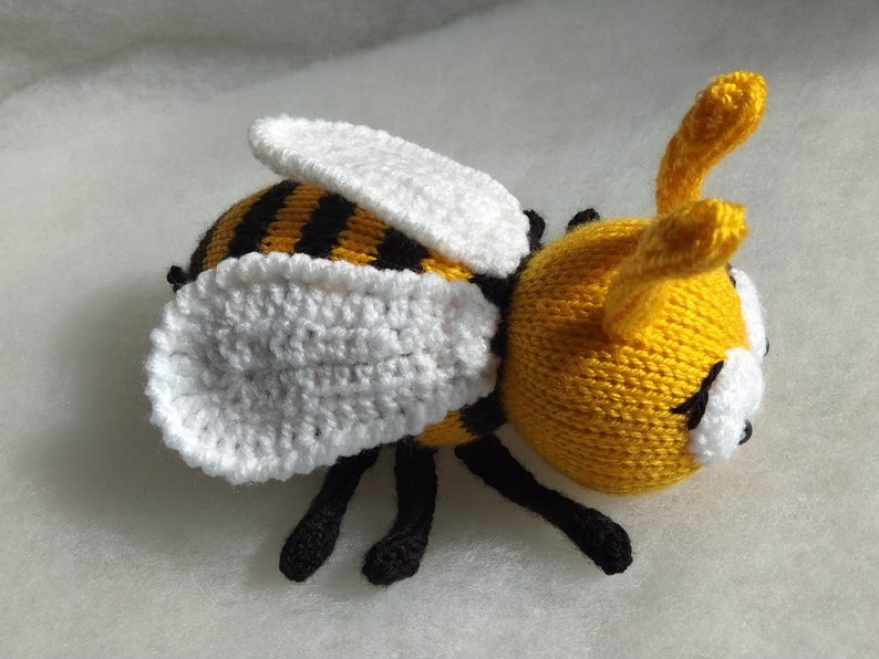 Ready Made Knitted Bee Toy Knitted Stuffed Animal Etsy Canada
