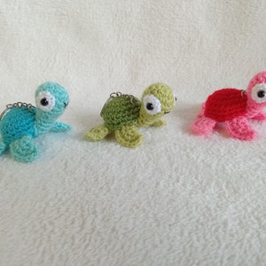 Turtle Keychain Ring, Stuffed Crocheted Toy, Bag Pendant, Crocheted Sea Turtle