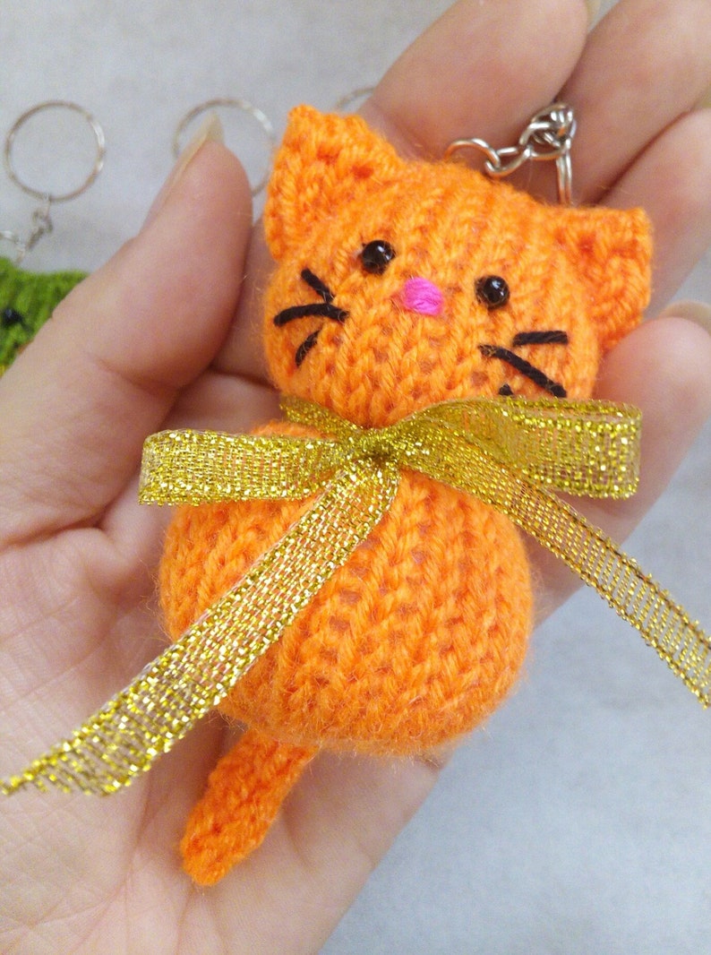 Knitted Cat Cat Keychain Ring Mini Toy Keychain Ring Stuffed Knitted Toy Bag Pendant