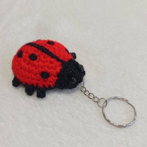 Ladybug Keychain Ring Stuffed Crocheted Toy, Bag Pendant Crocheted Ladybird Mini Toy