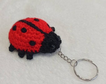 Ladybug Keychain Ring Stuffed Crocheted Toy, Bag Pendant Crocheted Ladybird Mini Toy