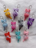 10 pcs Cat Keychain Rings, Random Colours Stuffed Knitted Cats