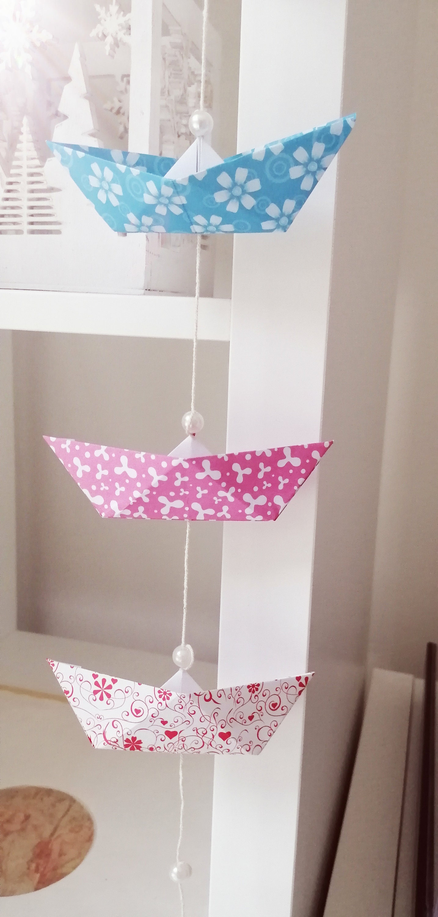 Guirlande de Petits Bateaux - Bleu, Rose, Rouge