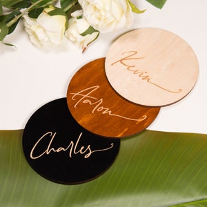 Personalized Gift Coaster Favors for Wedding Party, Wedding Coaster Set, Rustic Wedding Favors for Guests, Custom Coasters For Guest Sitting