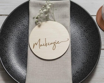 Personalized Wedding Coasters, Elegant  Name Cards, Rustic Wedding Favors for Guests, Custom Name Tags Bundle