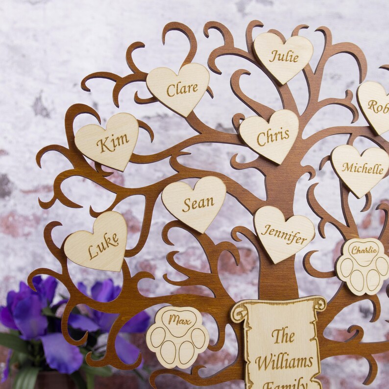 Personalized Standing Family Tree, Special Gift for Mother, Wooden ...