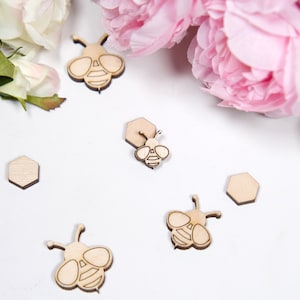 Confeti de abeja de madera, decoraciones para el primer día de las abejas, baby shower de abejas de miel, confeti de abejas al por mayor, decoraciones para revelar el género de las abejas, cumpleaños de abejas