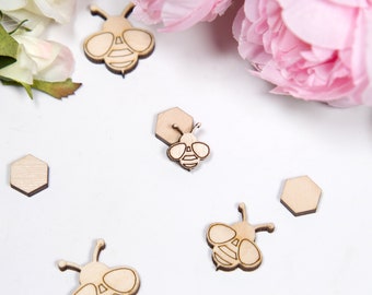 Houten bijenconfettien 50 stuks, decoratie eerste bijendag, babyshower honingbij, bijenconfetti in bulk, decor voor onthulling geslacht bij, verjaardagsfeestje bij