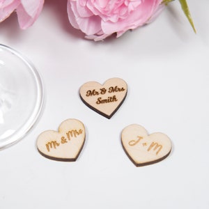 Wood heart confetti, party decor, wedding confetti shape of hearts with engraving, custom birthday confetti, rustic wedding decor