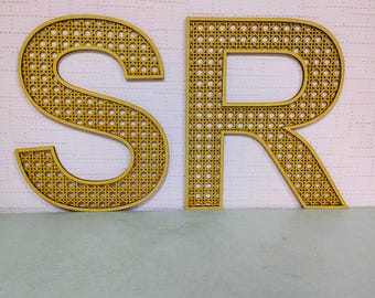 Rattan Wedding Letter Sign, Rattan Initial Boho Wedding Decor, Baby Showers Name Sign, Rattan Couples Initials Sign, Rattan Nursery Decor