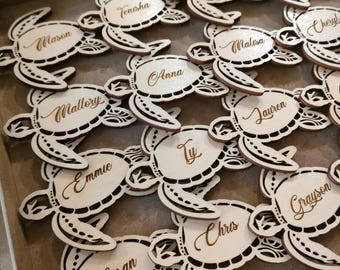 Wedding place card, personalized turtle tags for bridal shower, nautical place card, turtle name place cards, turtle party decorations