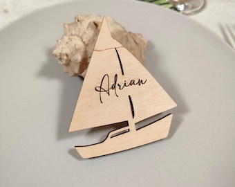 Boat wedding place names, boat table name cards, nautical party favor, nautical wedding place card, boat party decor, name place tag