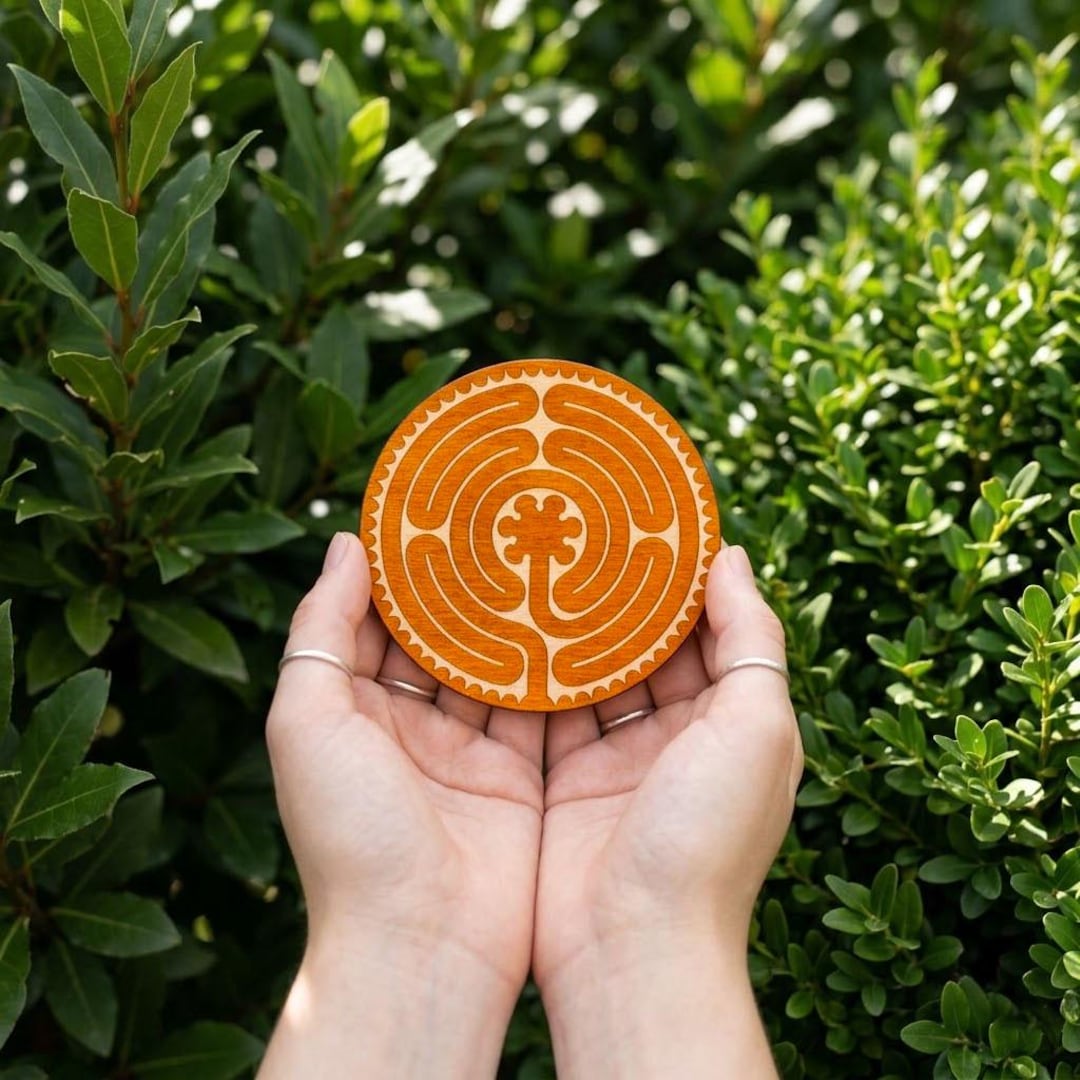 Chartres Cathedral Finger Labyrinth, Wooden Prayer Coaster, Meditation ...