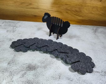 Schafförmige Untersetzer-Set, Küchengeschenk, Teppich Filz Untersetzer, Einzigartiges Teeuntersetzer-Set, Tier-Untersetzer mit Halter, Schaf-Öko-Untersetzer-Set
