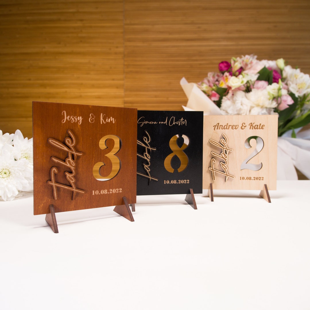 Custom Square Table Numbers for Wedding, Wooden Wedding Table Numbers ...