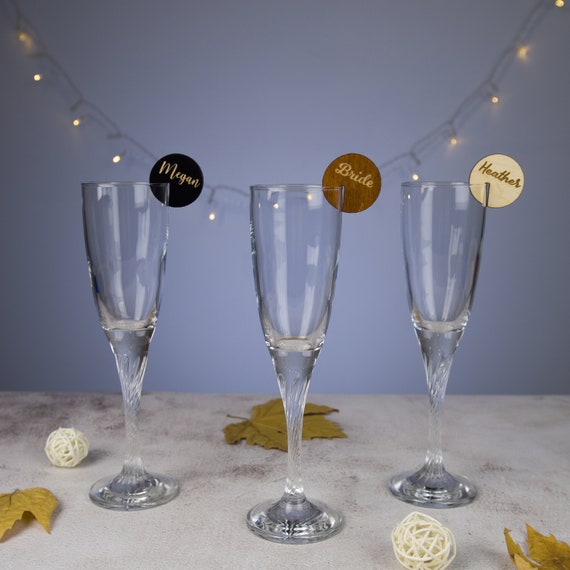 Party Drink Charms Bundle, Personalized Wooden Glass Tags