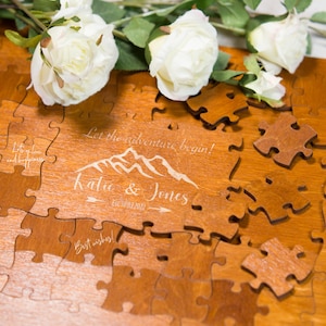 Puzzle-Gästebuch, Puzzle, Puzzle, Holzhochzeits-Gästebuch, Alternatives Gästebuch, Einzigartiges Gästebuch, Rustikales Puzzle-Gästebuch Personalisiert