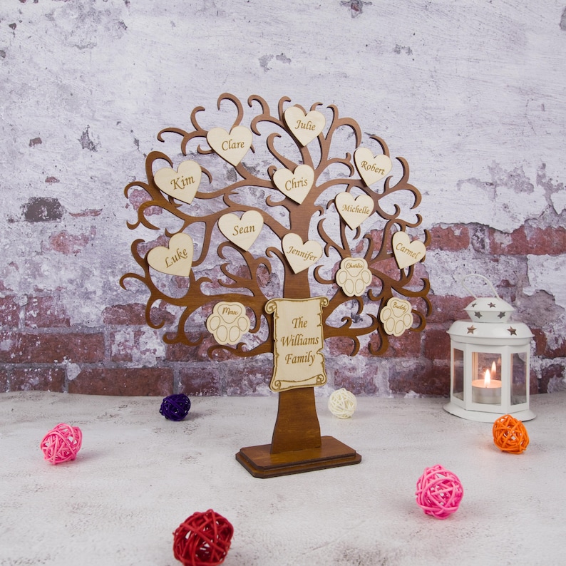 Personalized Standing Family Tree, Special Gift for Mother, Wooden ...