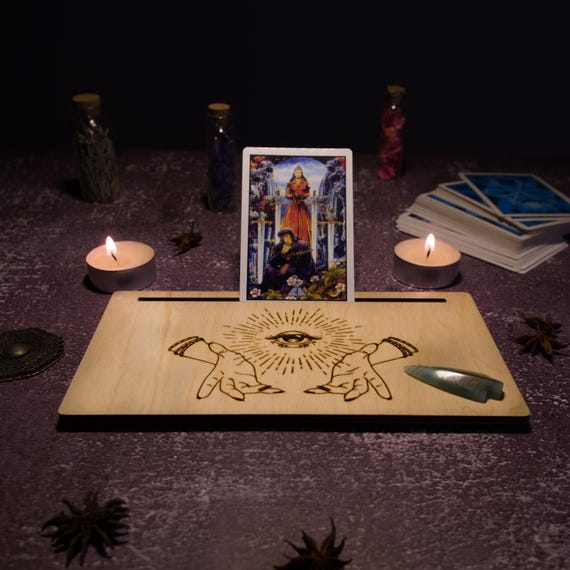 Custom tarot cards stand, Card of the day altar, Whimsical fortune-telling decor, Oracle cards stand, Tarot reading display, Esoteric gift