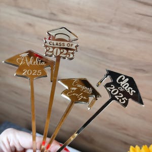 Graduation Custom Name Drink Tags, Graduation Party Decor, Personalized Acrylic Name Drink Stirrers, Stir Sticks, Tags Party Sticks