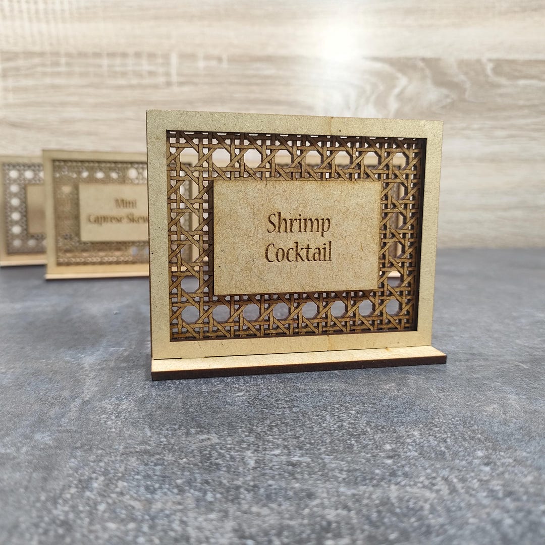 Sign Food Rack Square Rattan Food Sign on Stand, Custom Wedding Table Decor, Garden ...
