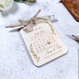 Save The Dates Mini Pencils With Calendar, Wedding Favors, Countdown Calendar, Engagement Countdown, Custom Calendar, Wedding Countdown