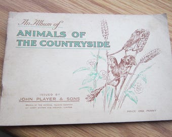 players cigarette card albums Full Set of 50 Vintage 1939 John Players Cigarette Cards - Animals of the  Countryside in Album