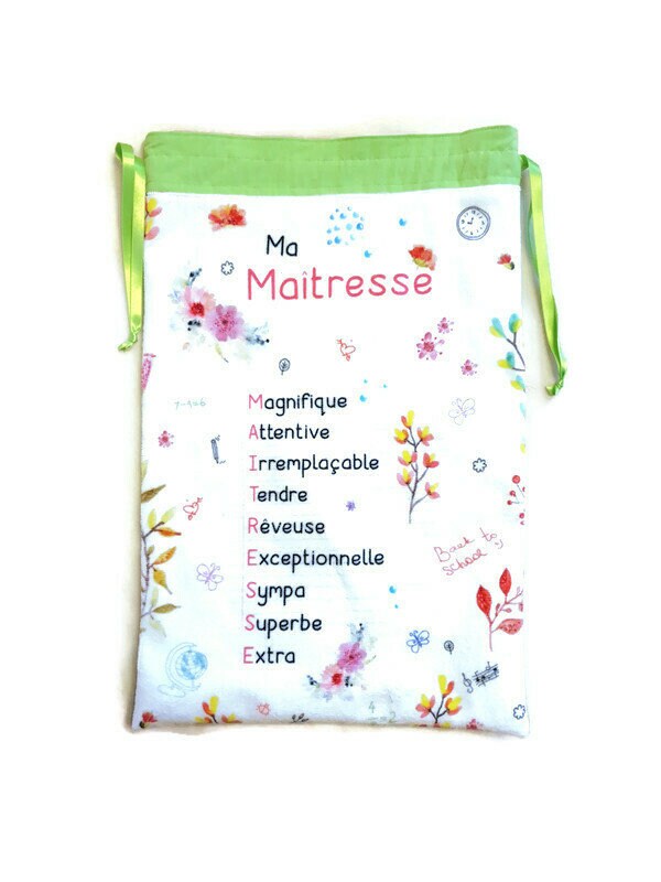 Sac en Tissu, Pochette , Pochon de Rangement Spécial Maitresse Vert