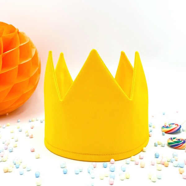 Golden Yellow Party Crown (can be personalised), First Birthday Crown, Children's Dress Up, Gift for Baby, Custom Cotton Crown