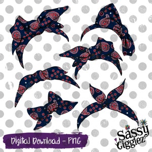 Red White and Blue Bandana Bows & Headbands Clipart Package, PNG, instant digital download, graphics