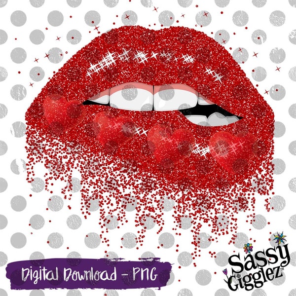 Valentines Glitter Lips, Digital Download, PNG