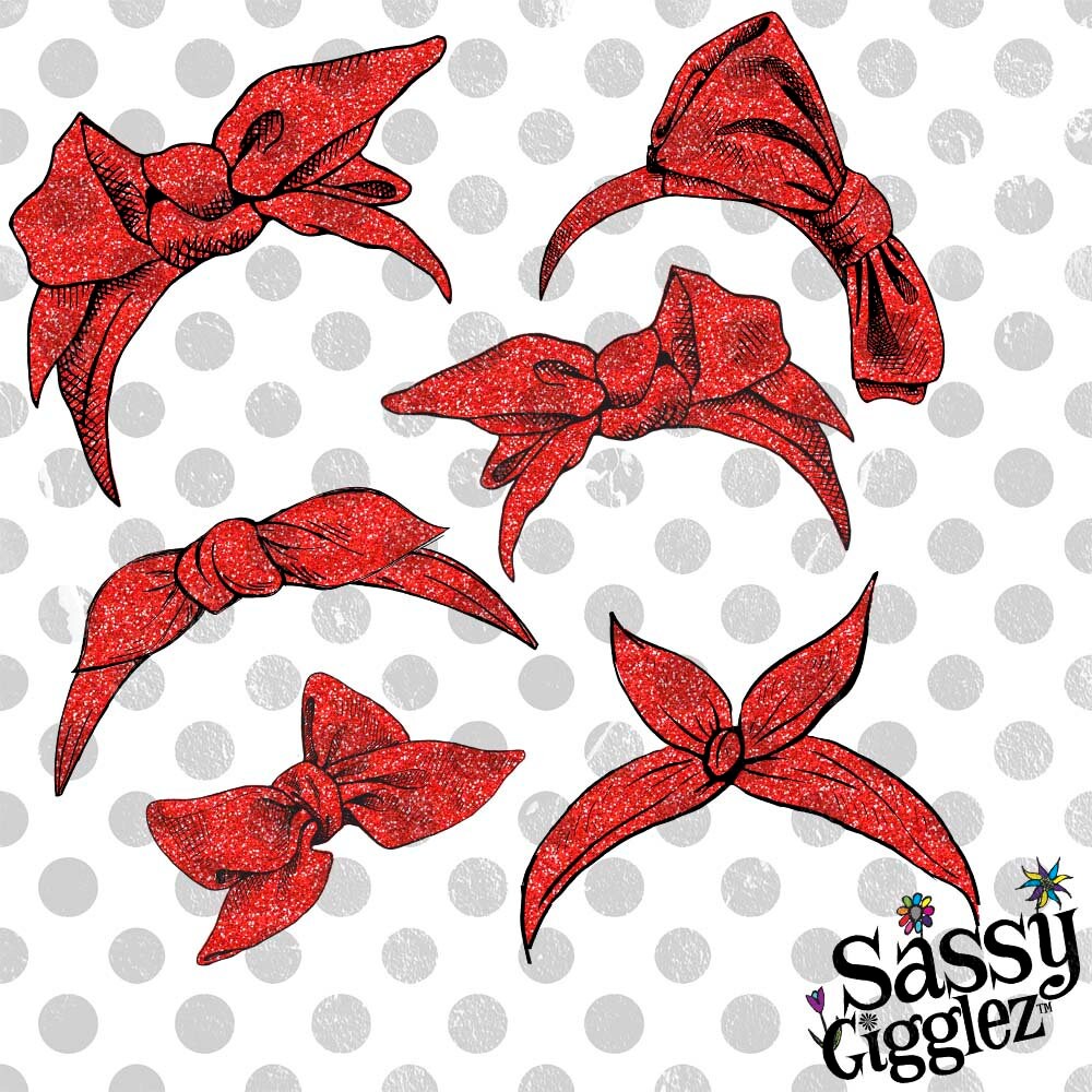 Red Glitter Bows & Headbands Clipart Package PNG descarga Etsy