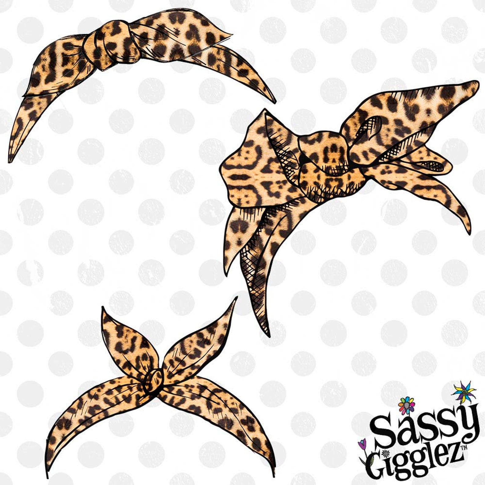 6 Leopard Bows & Headbands Png Jpg Instant Download Etsy