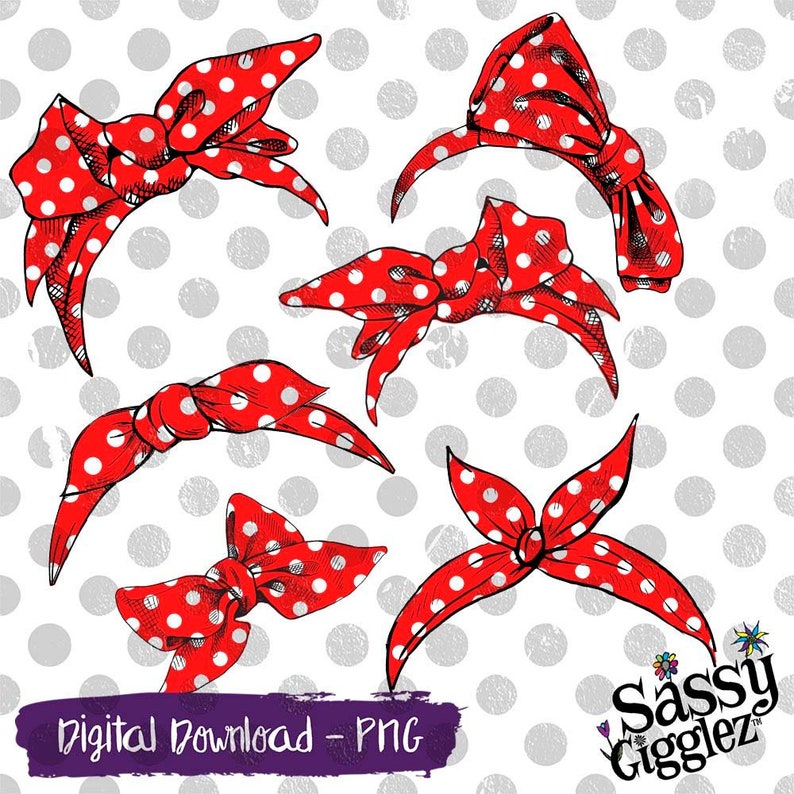 Red With White Polka Dots Bows & Headbands Clipart Package - Etsy
