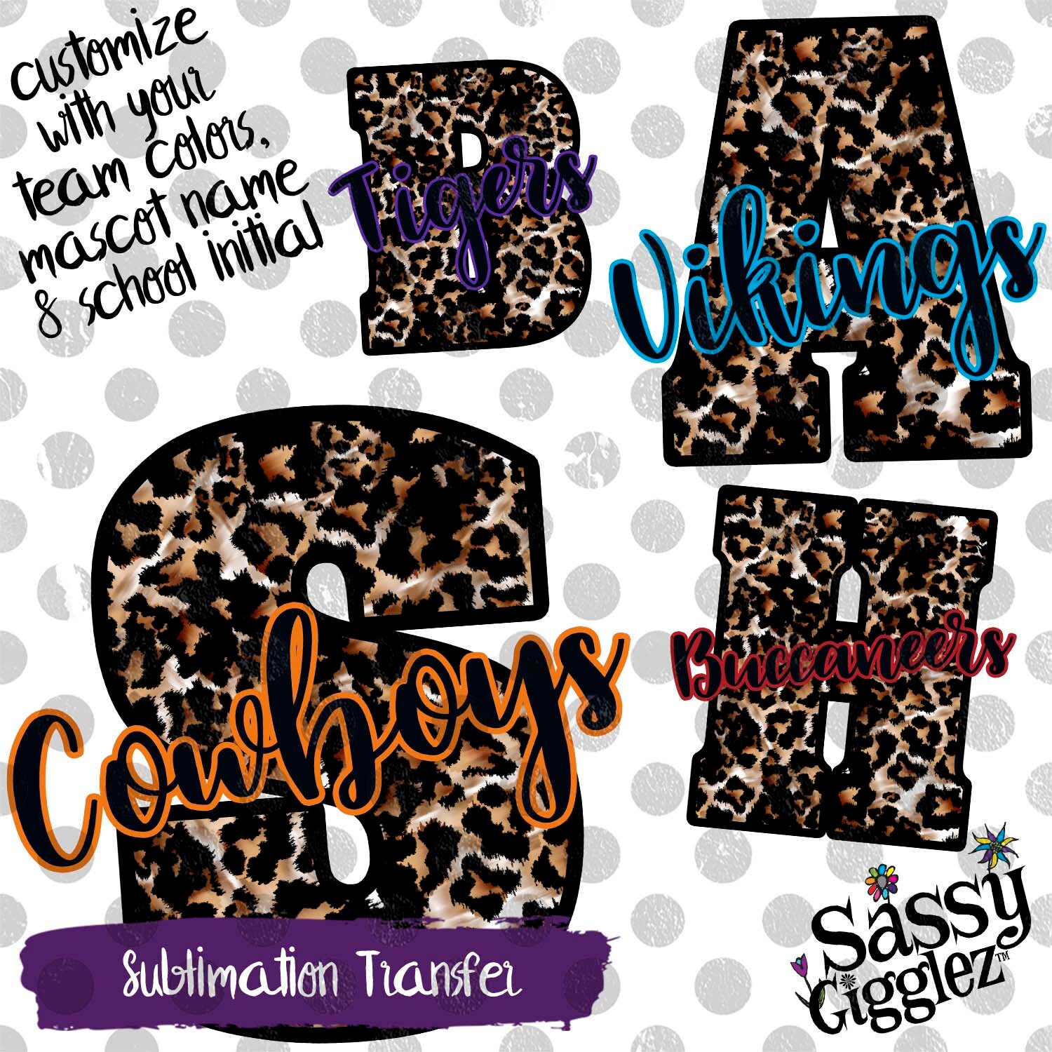 Leopard Team Spirit, Customize, Sublimation Transfer, Ready to Press