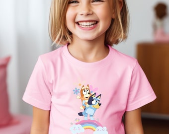 Bluey Cartoon Shirt, Bluey Birthday Party Shirt, Bluey Heeler Shirt, Bluey Rainbow Shirt, Bluey and Bingo Shirt, Disney Shirt