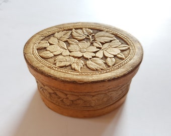 box of cork,wooden box,vintage wooden jewelry box,carved wooden jewelry box, gift,vintage handmade wooden,box carved flowers,pill box