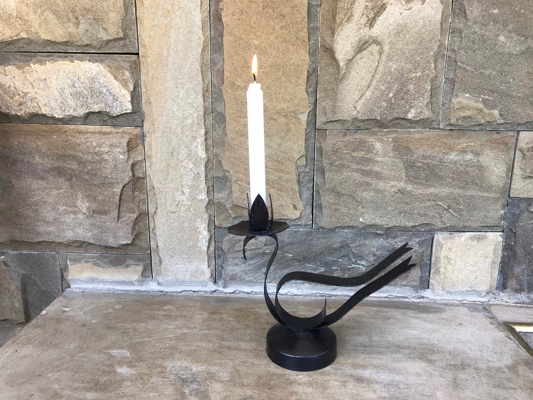 Metal Candlestick, Black Metal Candlestick, Antique Candlestick,vintage