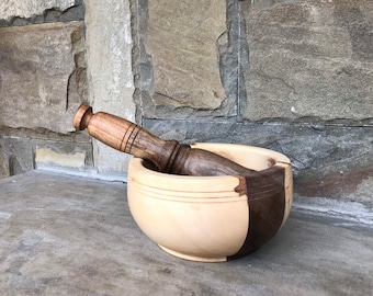 Wooden mortar Large Mortar Wooden Pestle Hand Mixer Masher Grinder Kitchenware