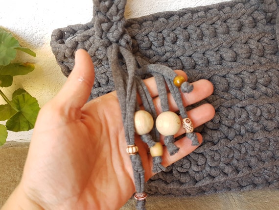 Crochet Handbag Knitted bag of knitwear, Grey Han… - image 4