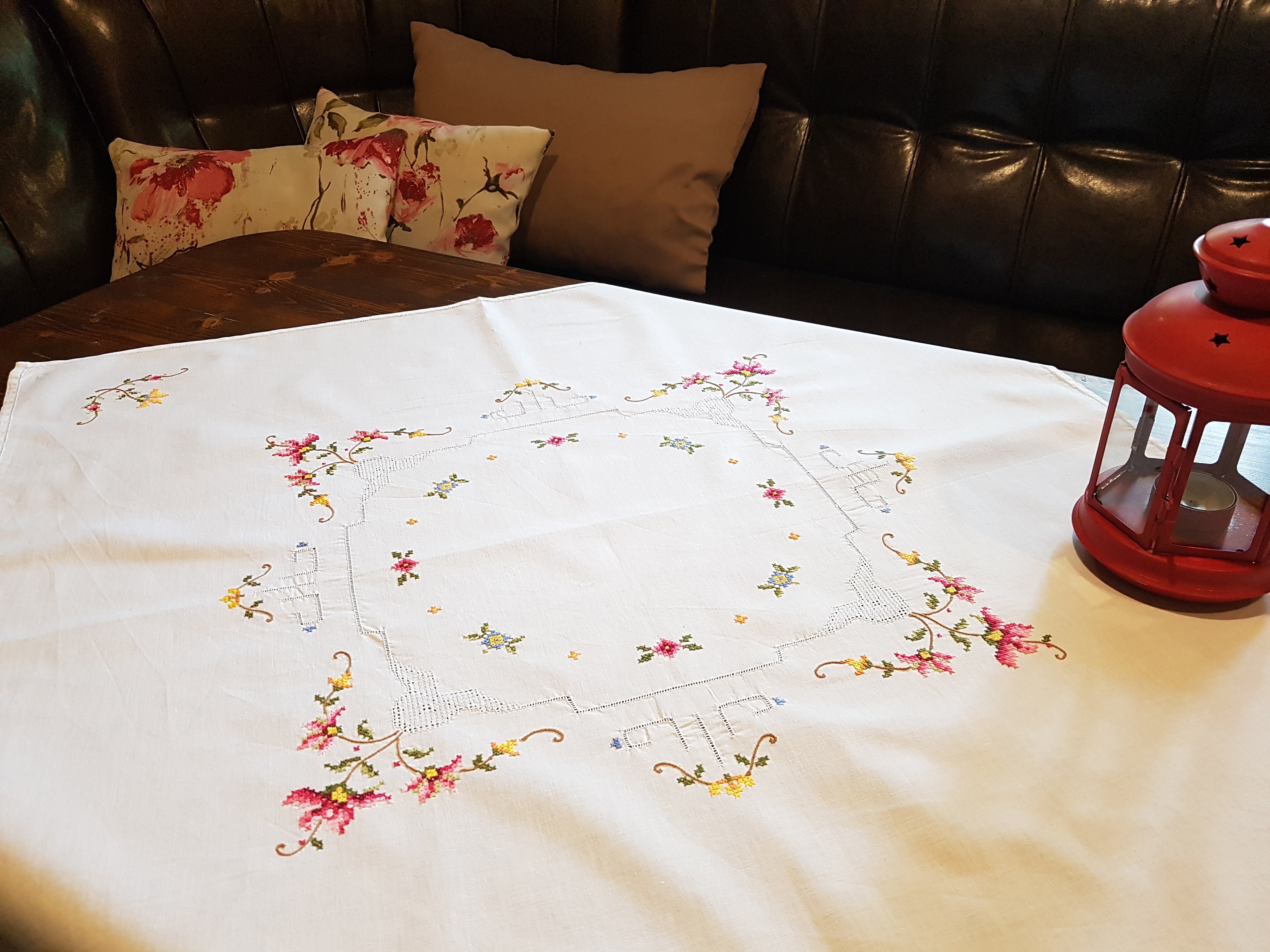 Handembroidered tableclothcover 32/32 inch Table Etsy
