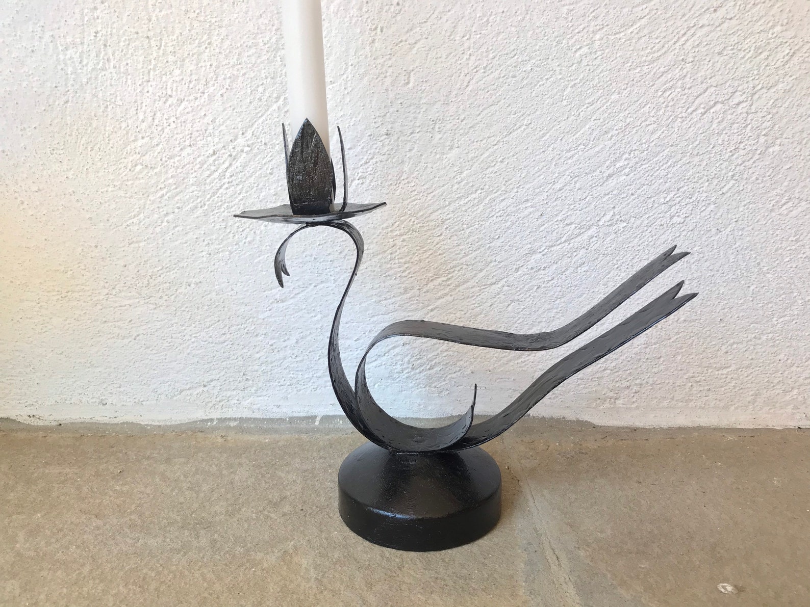 Metal Candlestick Black Metal Candlestick Antique Etsy