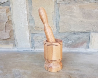 Wooden mortar ,Vintage Mortar, hand made ,Wooden Pestle, Hand Mixer ,Masher Grinder ,Kitchenware