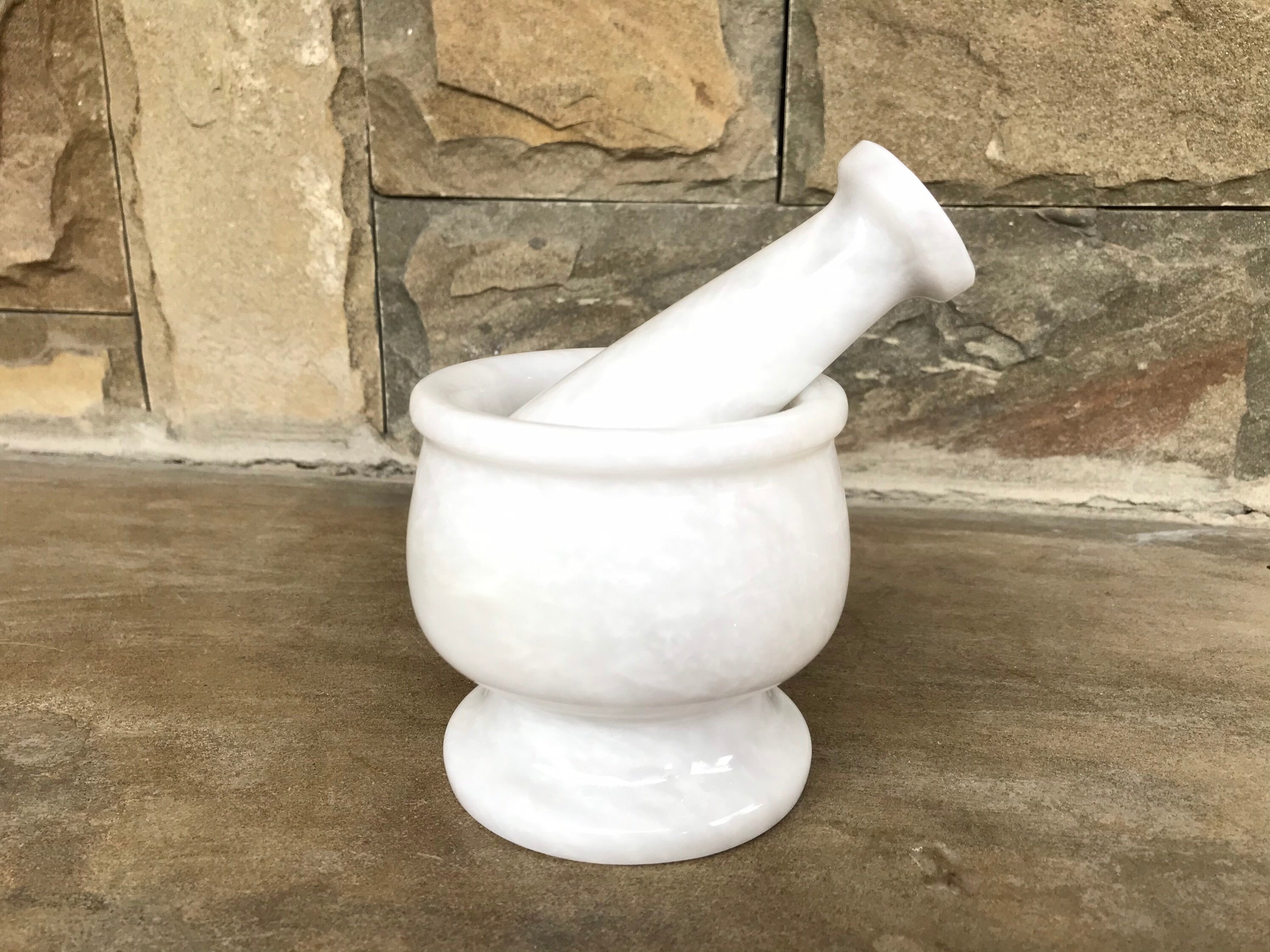 Elegant White Marble Mortar and Pestle Italian Marble Wine Glass Design