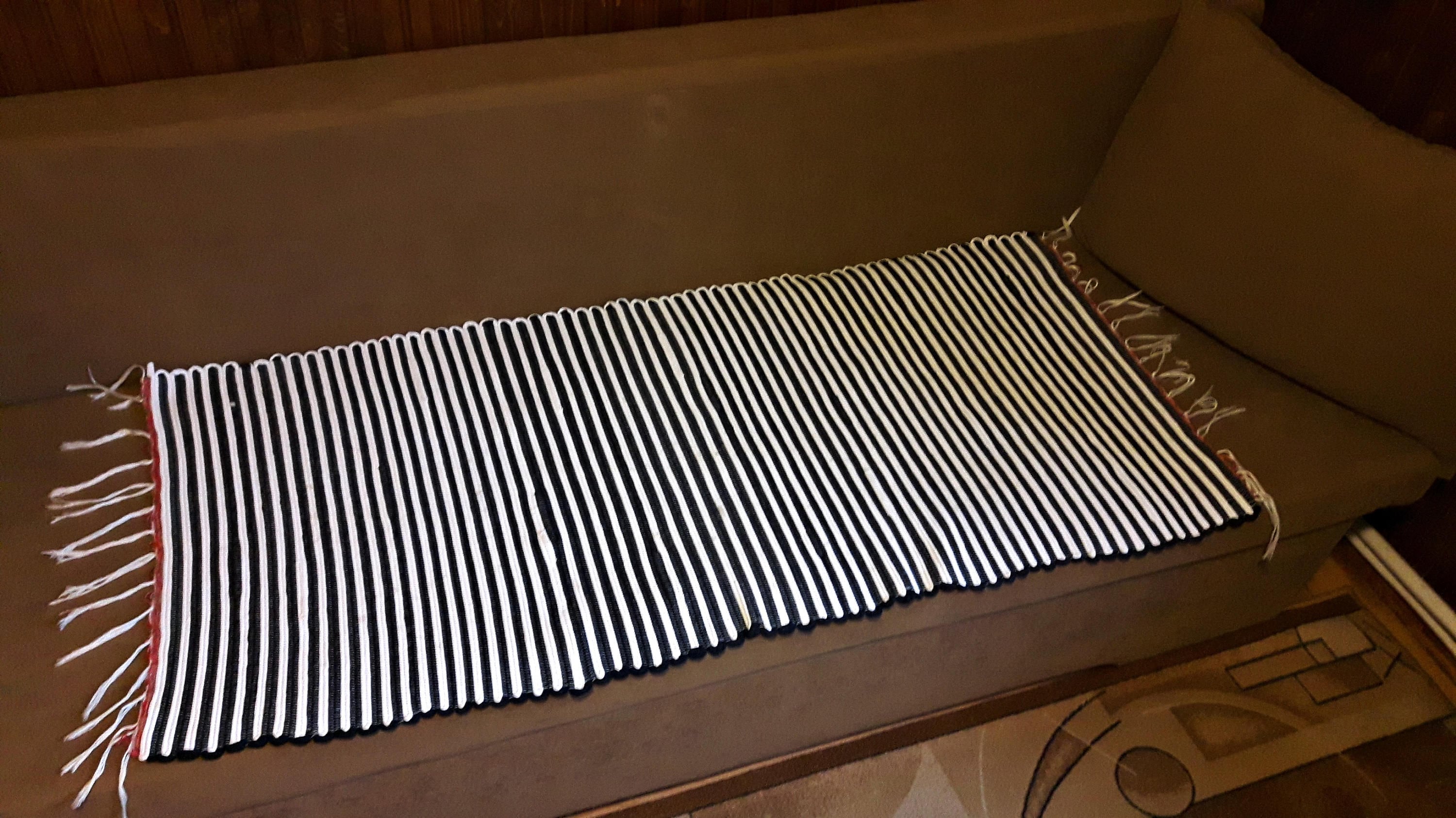 Rag Rug Rag Black and White Rag Rug Vintage Etsy