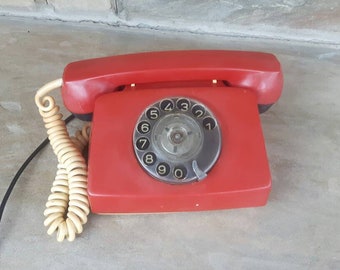 Vintage Rotary Telephone Red Rotary Phone