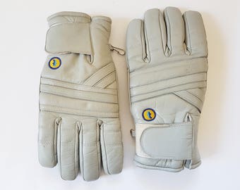 gray winter gloves, size 6 gloves, leather gloves, vintage gloves, warm gloves, gloves t